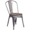 Merrick Lane Stackable Metal Vertical Slat Back Dining Chair with Textured Wood Seat